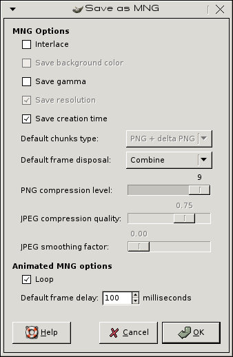 Export MNG File Dialog